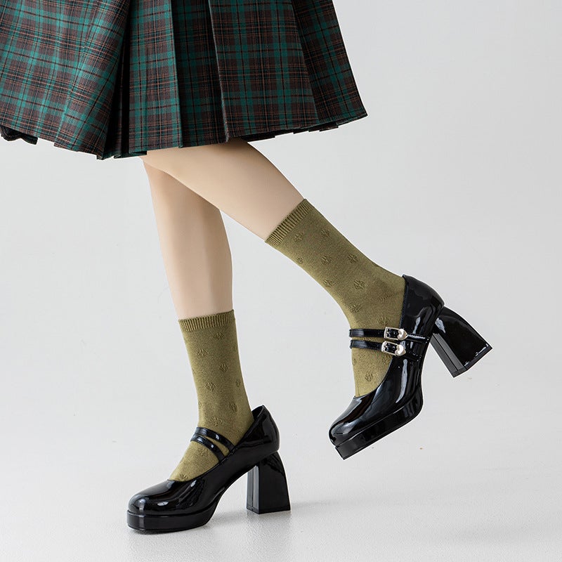 Silk Pine Tree Foundation Women'S Tube Socks Japanese Pattern Breathable High Quality Silk Business Style Women'S Socks - Image 5