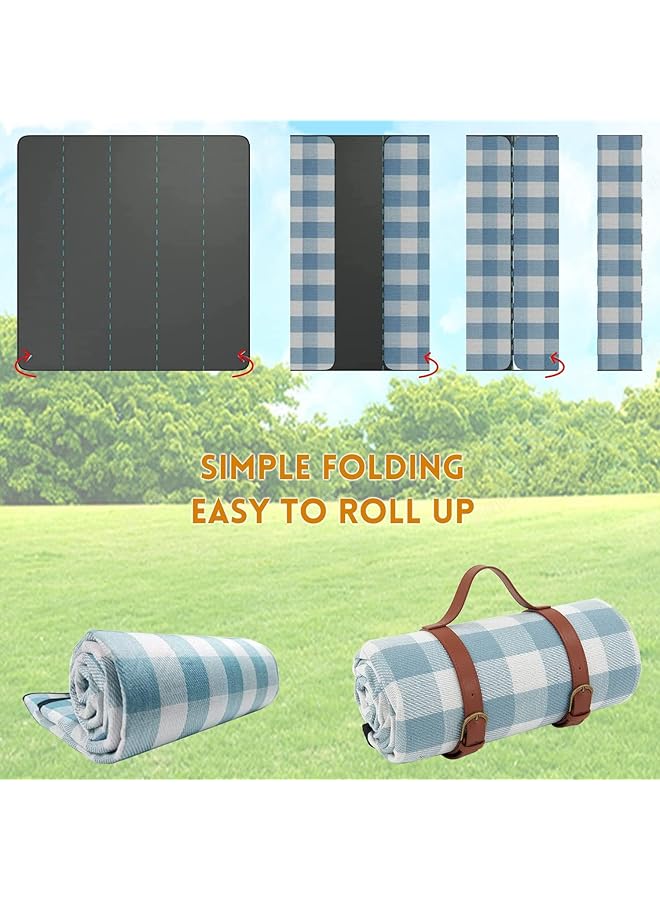 HOOKOR Picnic Blanket 200 * 200cm Portable Foldable and Waterproof Picnic Blanket with Carry Strap Outdoor 3 Layered Foldable Outdoor Picnic Mat Perfect for Camping Grass Park Beach Hiking - Image 5