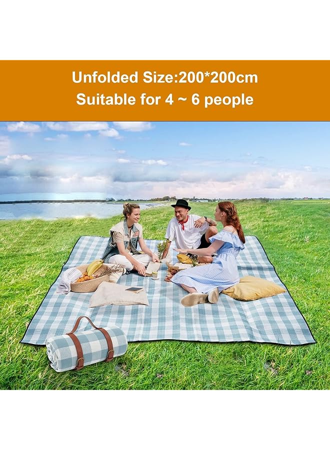 HOOKOR Picnic Blanket 200 * 200cm Portable Foldable and Waterproof Picnic Blanket with Carry Strap Outdoor 3 Layered Foldable Outdoor Picnic Mat Perfect for Camping Grass Park Beach Hiking - Image 3