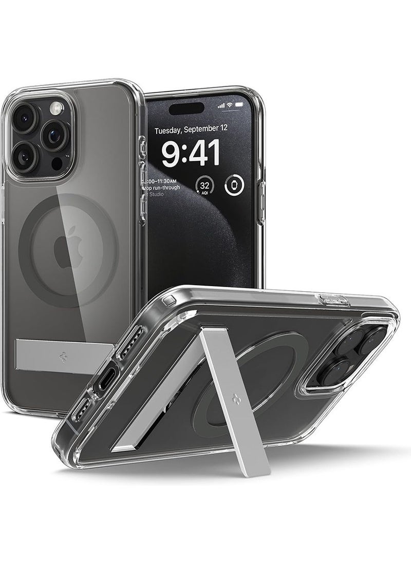 Spigen Ultra Hybrid S MagFit iPhone 15 Pro MAX Case Cover MagSafe with Kickstand - Graphite  - Image 1