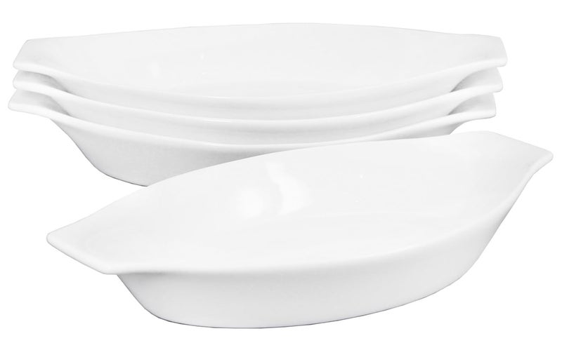 jinsongdafa 6 x 4 Ceramic Oval Small Au Gratin Baking Dishes 7 oz Set of 4 Banana Split Bowls Oven and Microwave Safe for 1 person servings Bakeware with Handle83 IN for Kitchen and Home - Image 2