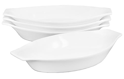 jinsongdafa 6 x 4 Ceramic Oval Small Au Gratin Baking Dishes 7 oz Set of 4 Banana Split Bowls Oven and Microwave Safe for 1 person servings Bakeware with Handle83 IN for Kitchen and Home - Image 1
