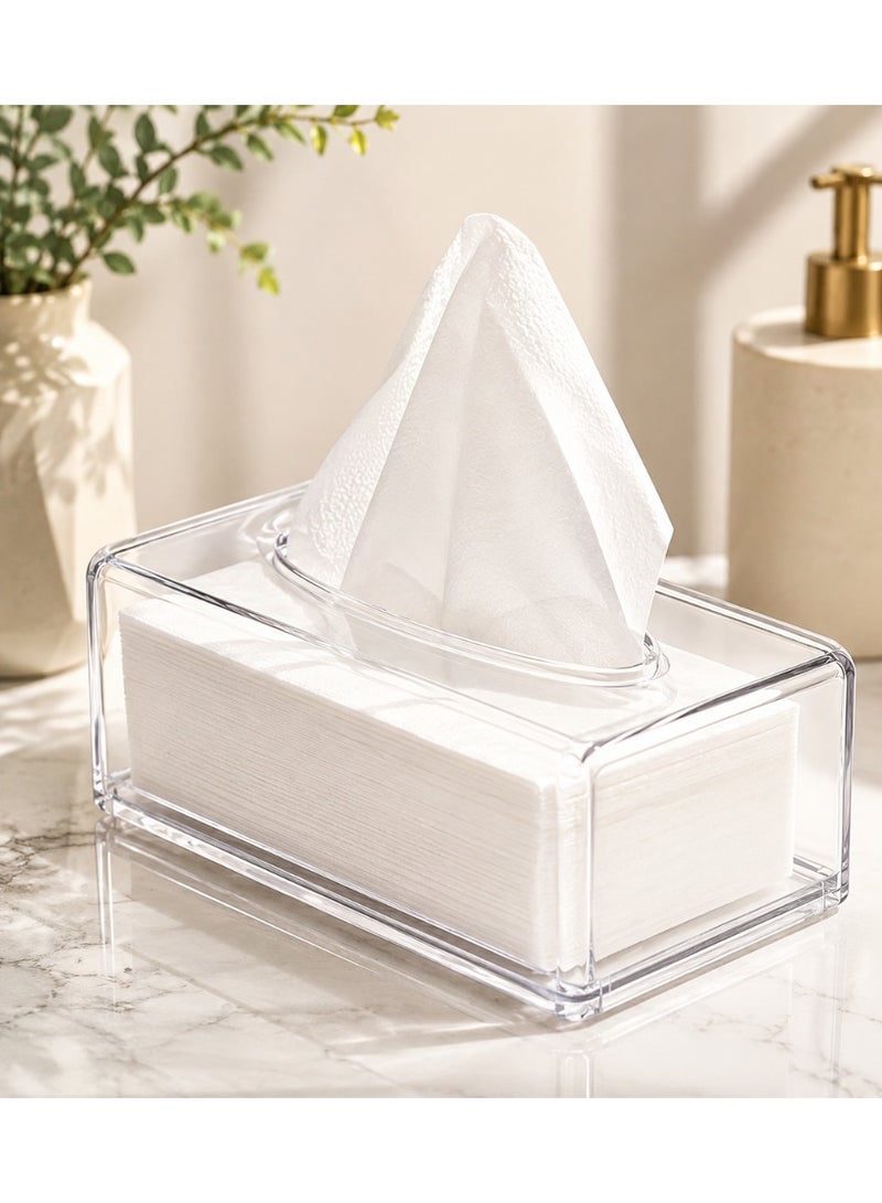 ALMUFARREJ Tissue Box Cover | Transparent Tissue Holder | Modern Napkin Dispenser Organizer for Bathroom, Kitchen, Office, Vanity & Home Decor - Image 2
