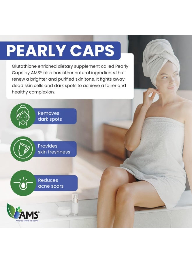 AMS Pearly Caps (60 Capsules) | 1500 mg Glutathione Supplement for Men and Women | Anti-Aging and Skin Lightening Pills | with Vitamin C, L-Cysteine, and Alpha Lipoic Acid - Image 3