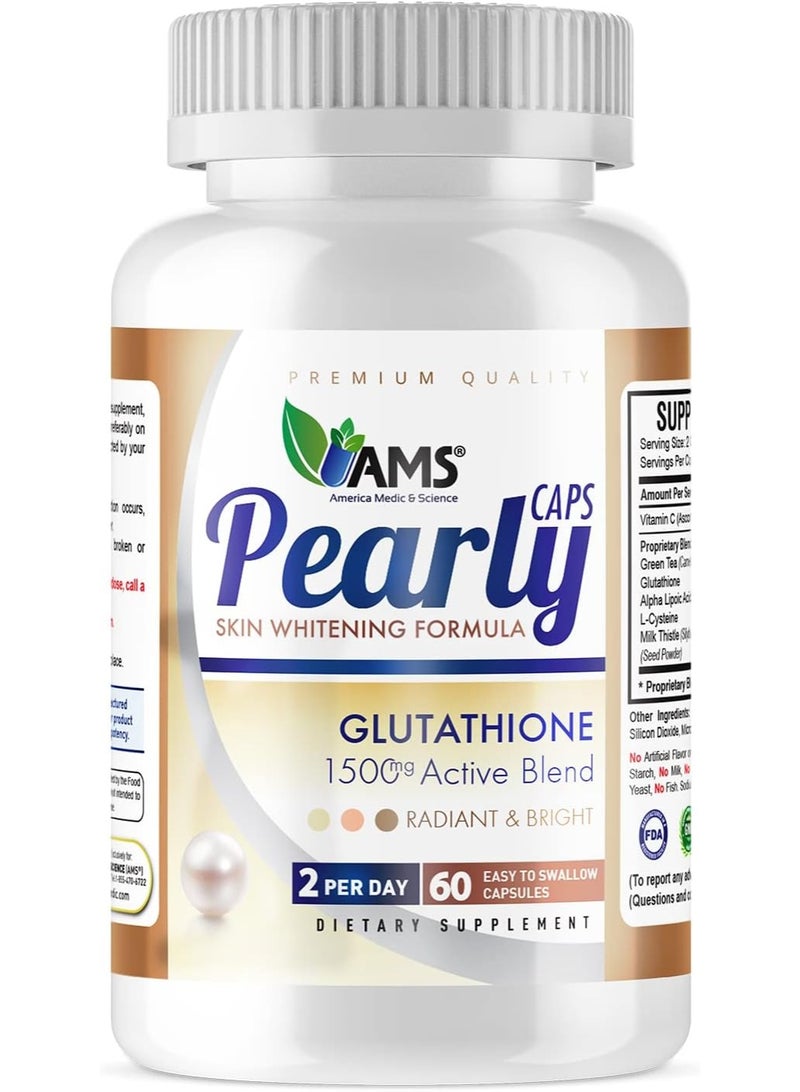 AMS Pearly Caps (60 Capsules) | 1500 mg Glutathione Supplement for Men and Women | Anti-Aging and Skin Lightening Pills | with Vitamin C, L-Cysteine, and Alpha Lipoic Acid - Image 5