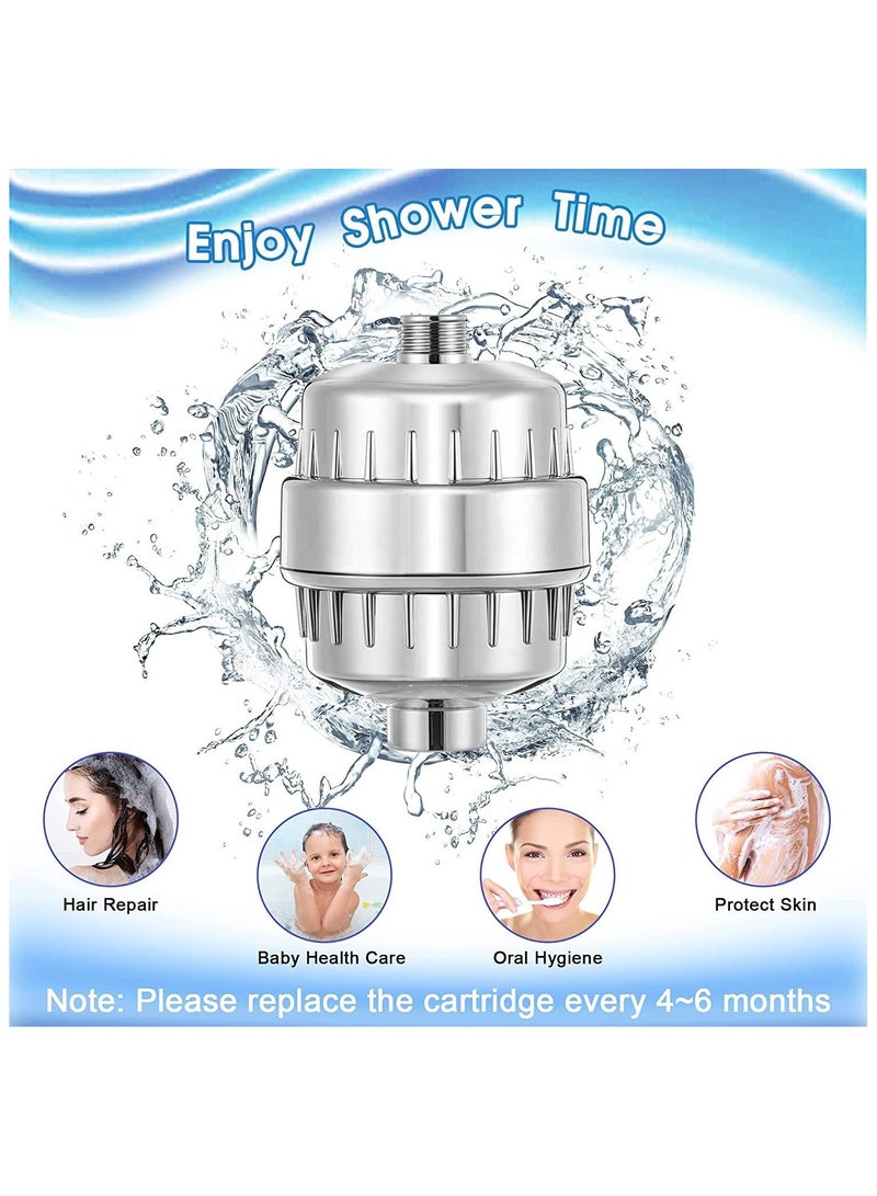 20-Stage Shower Water Filter with 2 Cartridges, Chrome, Chlorine and Fluoride Removal  - Image 4