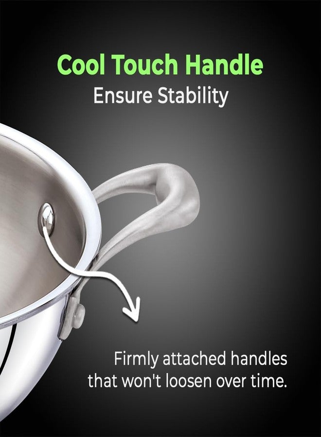 AVIAS Riara Triply Kadhai with Lid | 5 Years Warranty | Stainless Steel Kadai with Flat Bottom, Steel Casted Handles, 2.5 Mm Thickness, Induction Base, 2 Litre, 22cm - Image 5