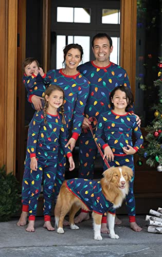 PajamaGram Matching Christmas PJs for Family, Christmas Lights, Womens L / 12-14 Blue - Image 2