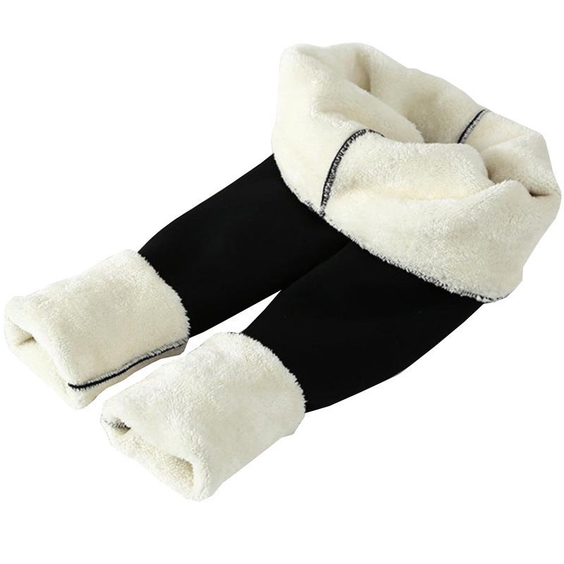 Lamb velvet leggings 2020 autumn and winter outer wear plus velvet thickening mother warm feet casual pants large size pencil pants Plush Black-Little Logo M - Image 5