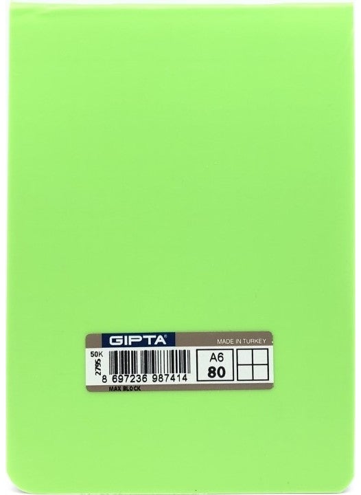 Gıpta - Block Notes Max A6, 80 Yp. Checkered Highlighter Green - Image 1