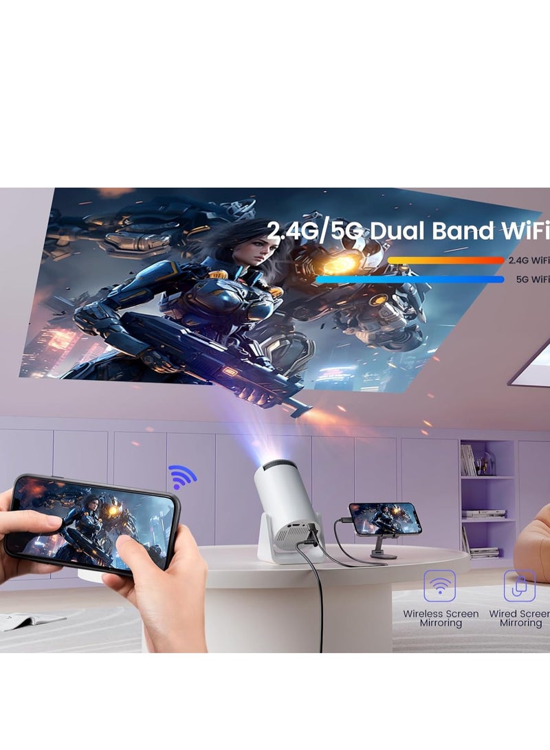 Mini Portable Projector 5G Wifi 6 BT 5.0 Android 11 Projector 4K 1080P Full HD Support 8000 Lumens Horizontal Keystone Correction Auto Led Projector 180°Rotating Projector for Telephone  - Image 2
