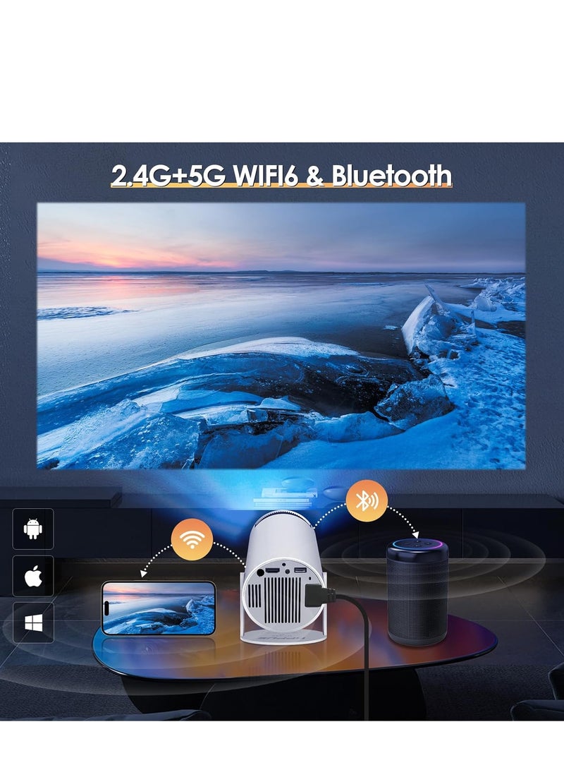 Mini Portable Projector 5G Wifi 6 BT 5.0 Android 11 Projector 4K 1080P Full HD Support 8000 Lumens Horizontal Keystone Correction Auto Led Projector 180°Rotating Projector for Telephone  - Image 4