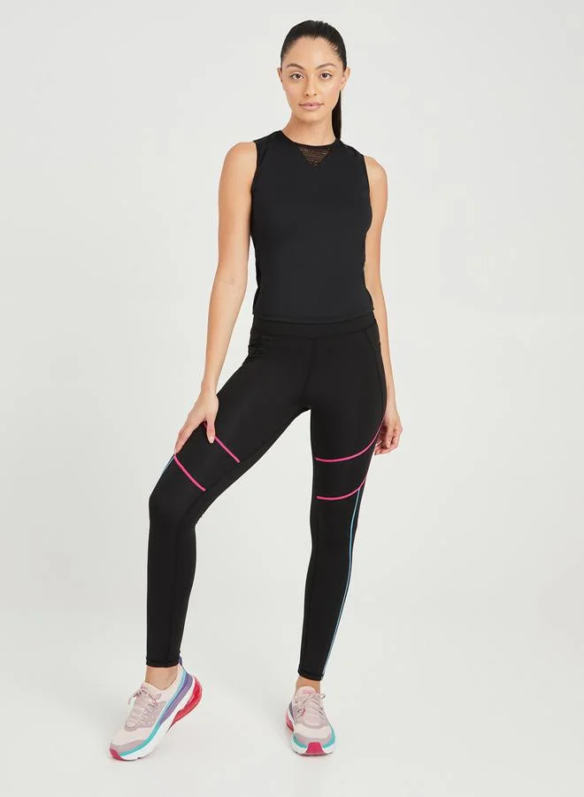 Styli Active Lace Trim Open Back Activewear Vest