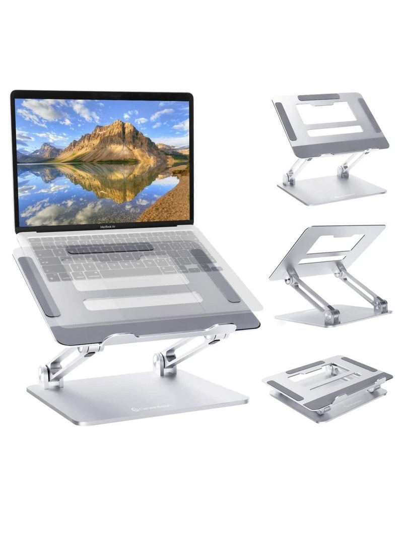 Laptop Stand for Desk with Stable Heavy Base, Adjustable Height Multi-Angle, Ergonomic Aluminum Holder with Heat-Vent, Foldable PC stand, Compatible Stand for Laptop up to 17.3 inches - Image 1