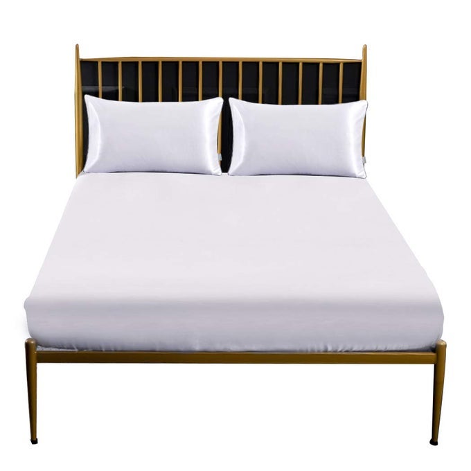 3PIECE SATIN BEDDING SETSATIN FITTED SHEET WITH PILLOWCASESSOFT COMFORT HYPOALLERGENIC BREATHABLE BEDDING SET 1 FITTED SHEET2 PILLOWCASES WHITE FULL