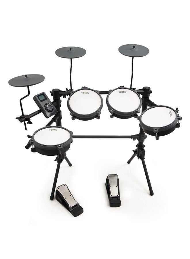 YORX EF1 V1.0 Professional Electronic Drum Kit with PVC Pads, 10‑inch Cymbals, Dual Bluetooth, USB‑C MIDI, and Recording Features - Image 1