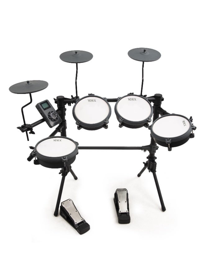 YORX EF1 V1.0 Professional Electronic Drum Kit with PVC Pads, 10‑inch Cymbals, Dual Bluetooth, USB‑C MIDI, and Recording Features - Image 2