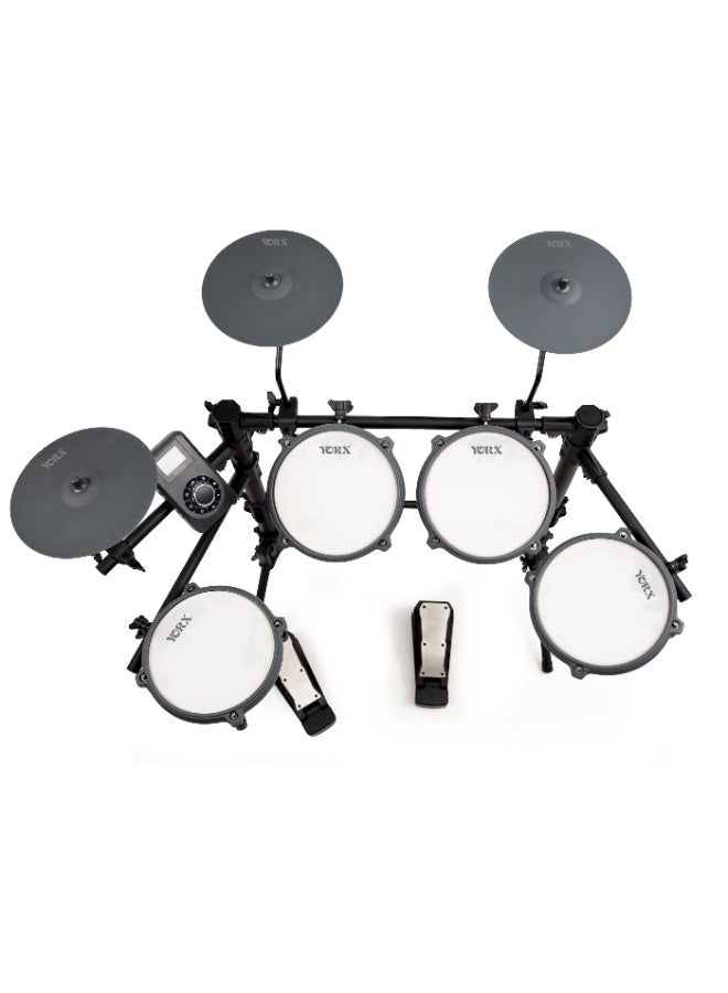 YORX EF1 V1.0 Professional Electronic Drum Kit with PVC Pads, 10‑inch Cymbals, Dual Bluetooth, USB‑C MIDI, and Recording Features - Image 3
