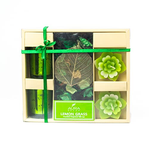 AURA DECOR AuraDecor Candle Gift Set || Candle Holder || Floating Candle || Potpourri || Corporate Gift || Gift Set || Tealight Candles|| Aromatherapy || Aroma Set (Lemon Grass) - Image 1