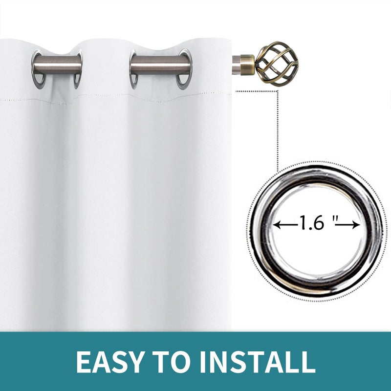 BGment الستائر التعتيم بريال - غرفة نوم معزولة حرارية غامق وستائر غرفة المعيشة مجموعة من لوحين (52 × 108 بوصة أبيض نقي) - Image 5