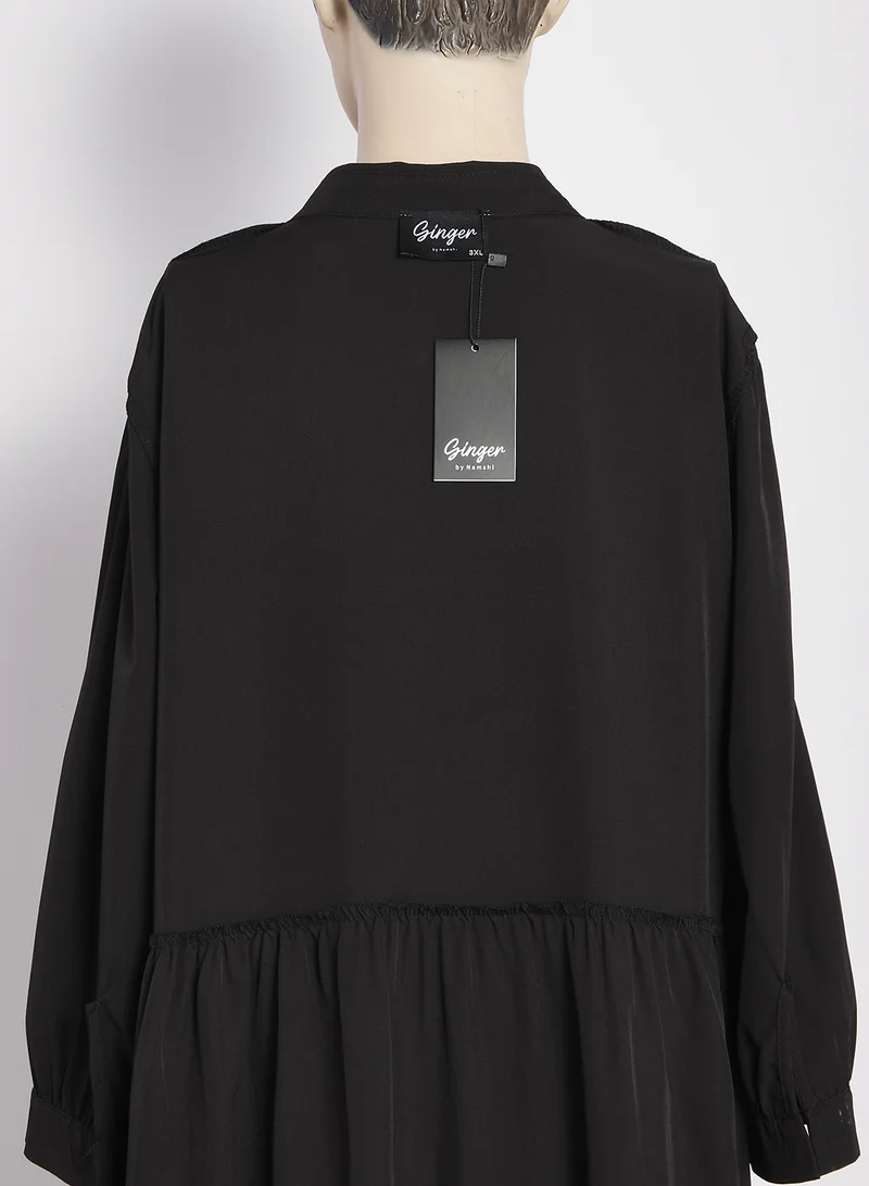 Ginger Plus Button Up A Line Tiered Dress