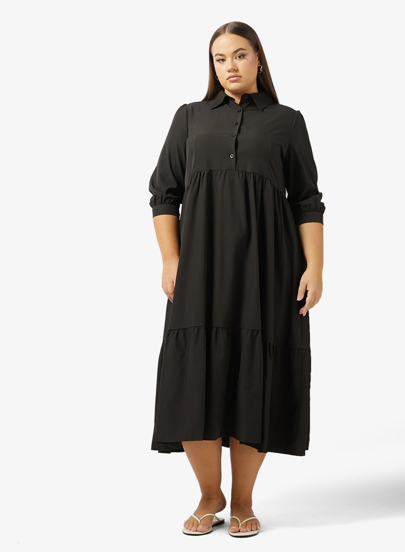 جينجر بلس فستان   بطبقات وأزرار - Image 5