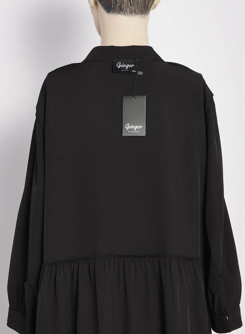 Ginger Plus Button Up A Line Tiered Dress