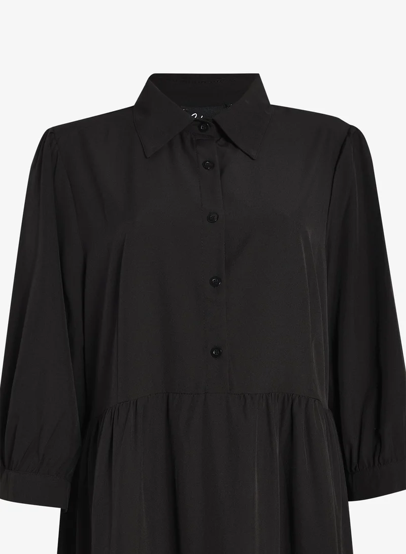 Ginger Plus Button Up A Line Tiered Dress