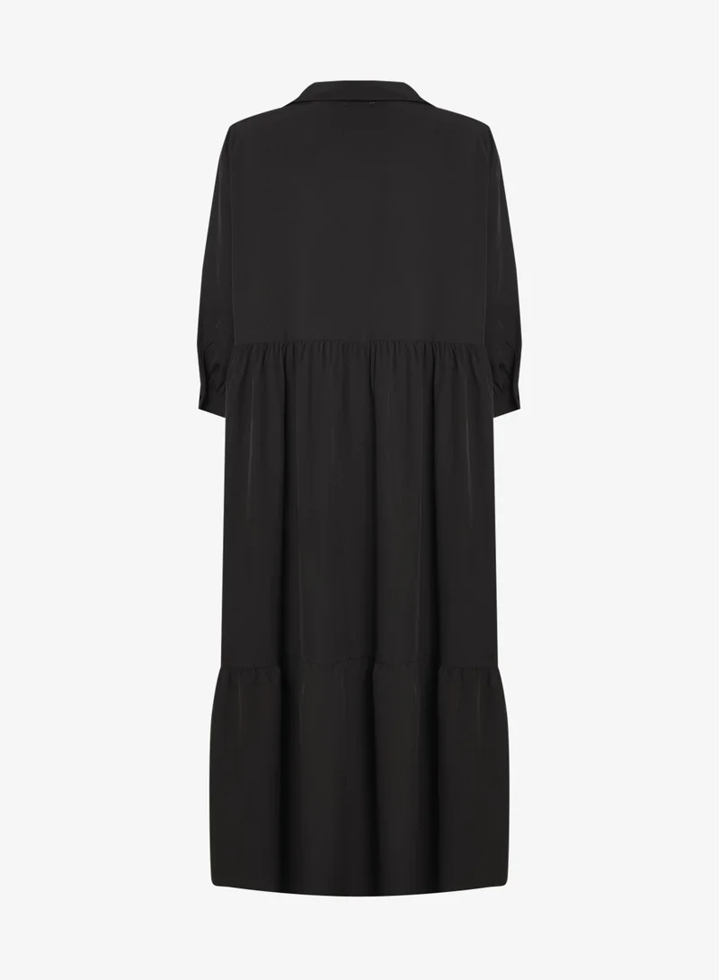 Ginger Plus Button Up A Line Tiered Dress