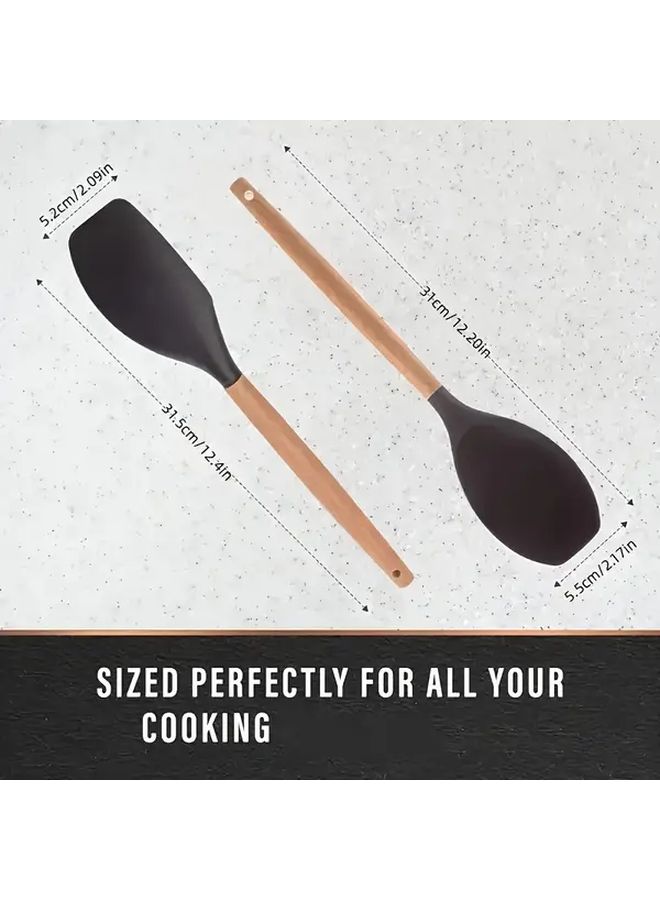 White Silicone Spatula And Spoon Set Heat Resistant BPA Free For Nonstick Cookware - Image 3