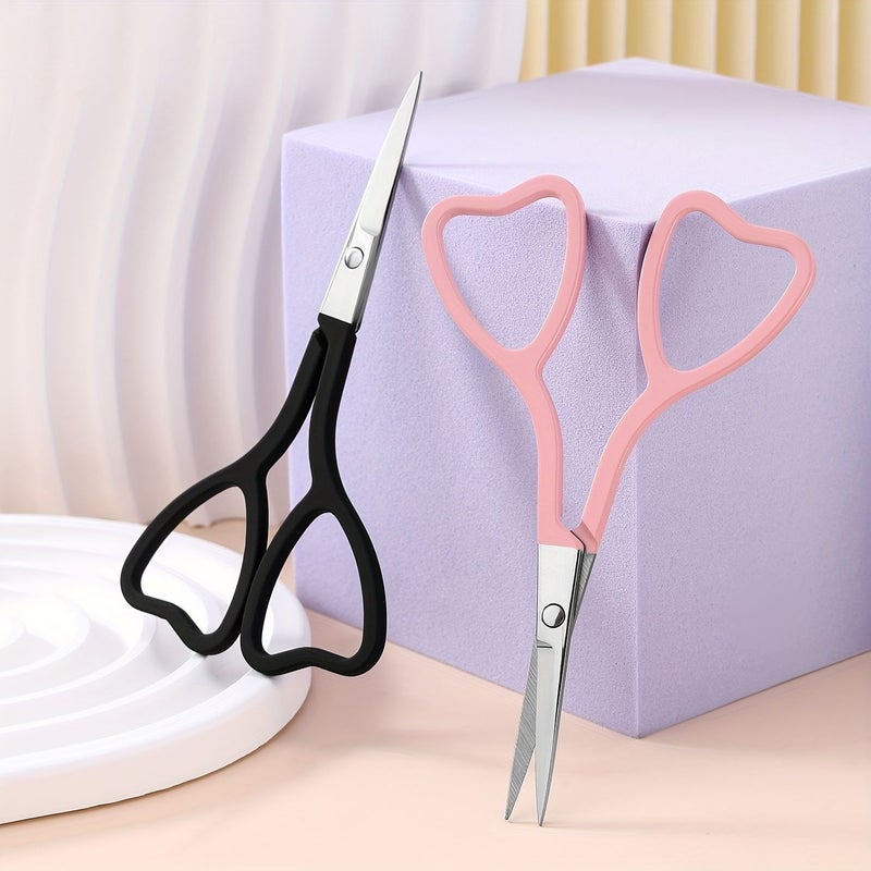 Pink Heart Shaped Eyebrow Trimmer Stainless Steel Fake Eyelash Beauty Clipper Scissors - Image 3