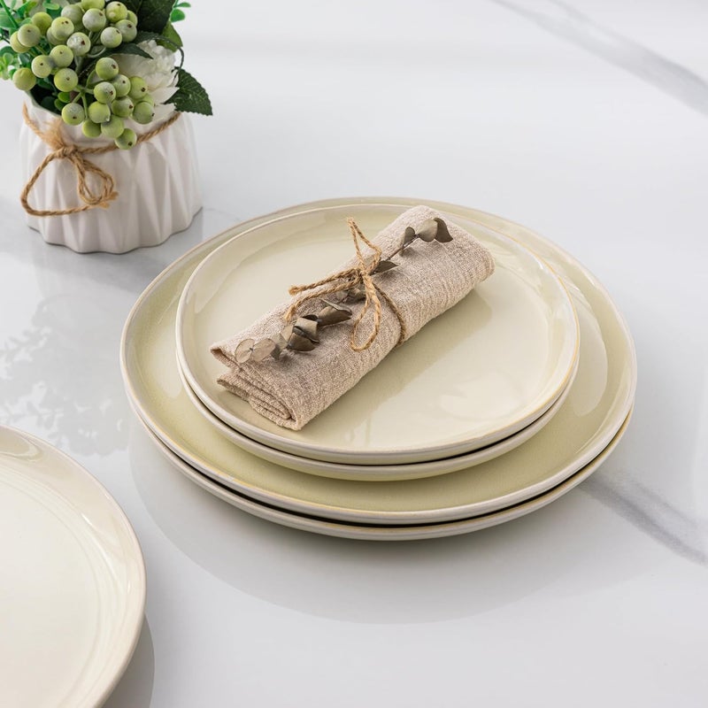 AmorArc Ceramic Dinnerware SetsHandmade Reactive Glaze Plates and Bowls SetsHighly Chip and Crack Resistant  Dishwasher  Microwave Safe Dishes Set Service for 4 12pc - Image 3