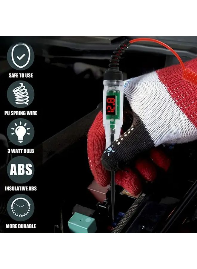 HL180A دائرة اختبار السيارة الحمراء بشاشة رقمية قلم جهد الإضاءة الخلفية LED - Image 3