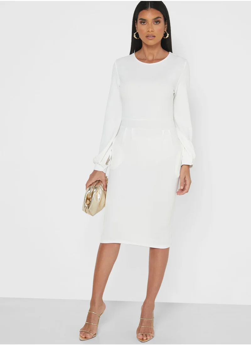 ELLA Puffed Sleeve Midi Dress