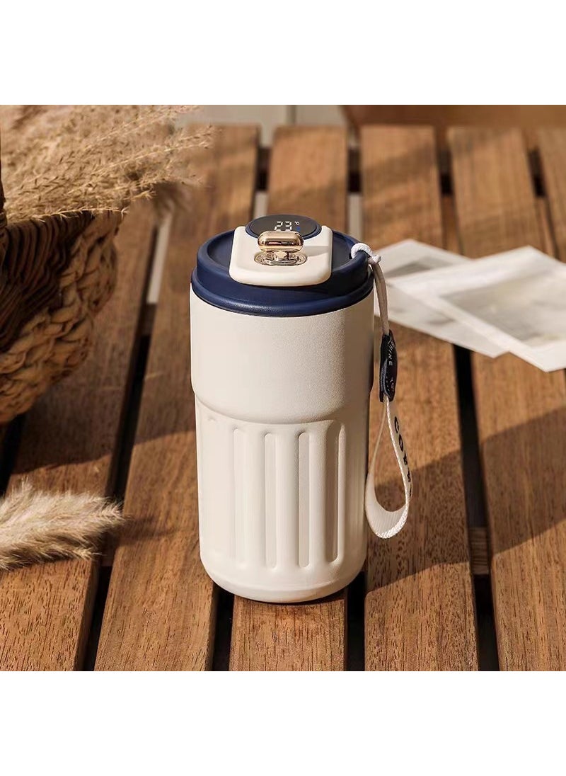 Generic - Custom Stainless Steel Thermal Mug for Office White blue temperature display - Image 1