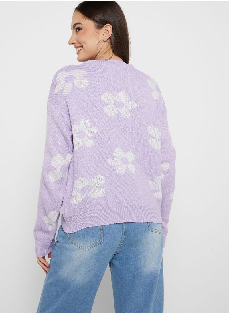 Ginger - Floral Intarsia Sweater - Image 1