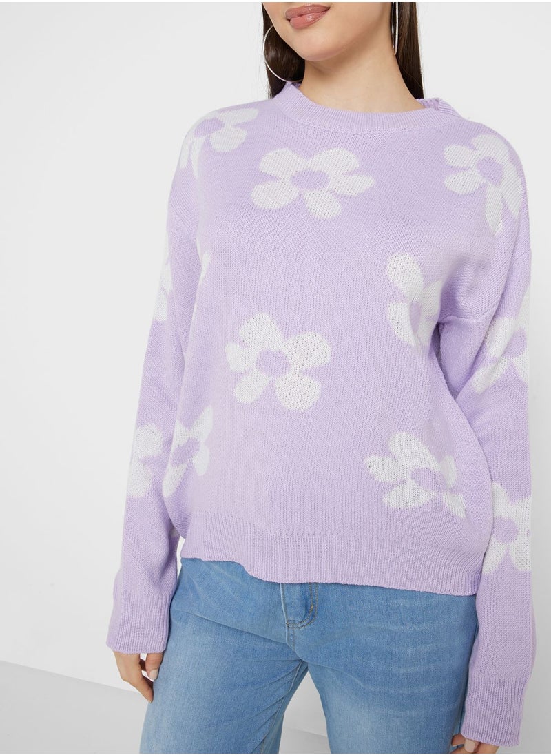 Ginger - Floral Intarsia Sweater - Image 1