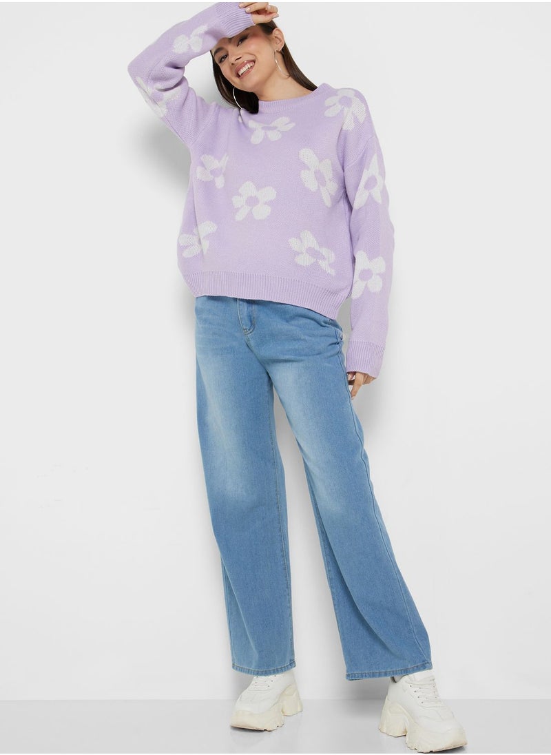 Ginger - Floral Intarsia Sweater - Image 1