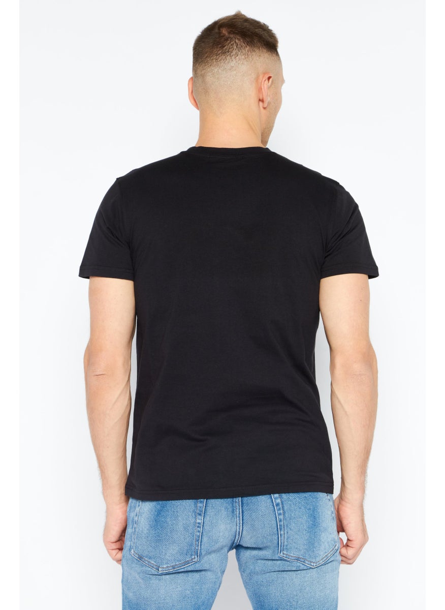 roberto cavalli - Men Crew Neck Short Sleeve Brand Logo T-shirts, Black - Image 1