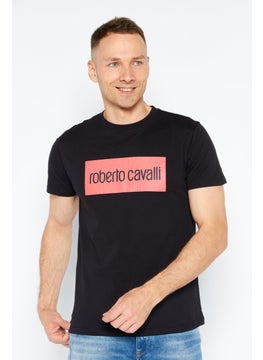 Men Crew Neck Short Sleeve Brand Logo T-shirts, Black