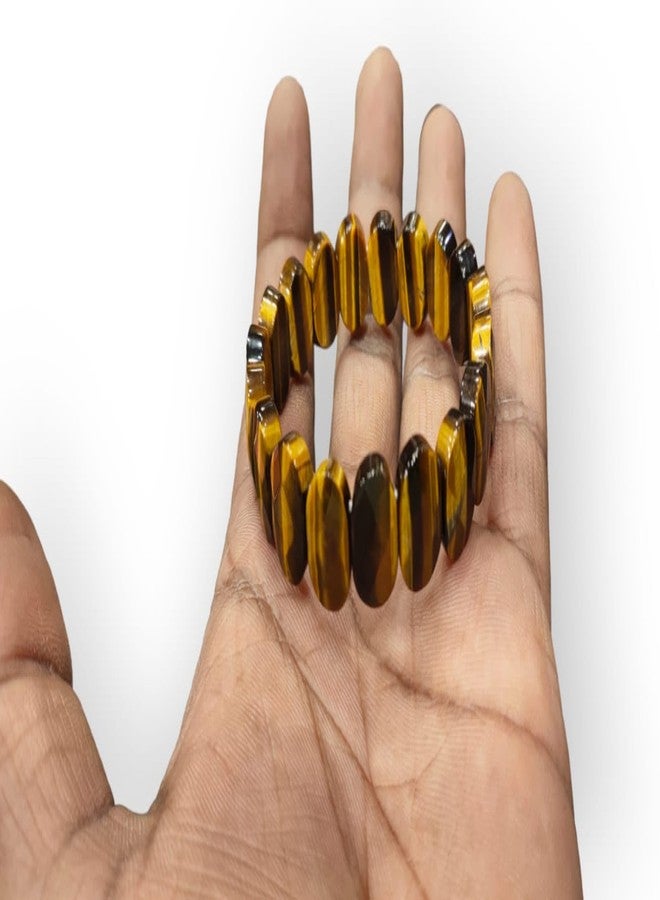 GEMTUB Natural Handcrafted Tiger Eye Oval Shape Facted Cut Bracelet for Men and Women Tiger Eye Bracelet for Improve Courage Self Confidence Protect from Negative Thoughts - Image 5
