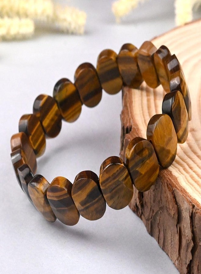 GEMTUB Natural Handcrafted Tiger Eye Oval Shape Facted Cut Bracelet for Men and Women Tiger Eye Bracelet for Improve Courage Self Confidence Protect from Negative Thoughts - Image 4
