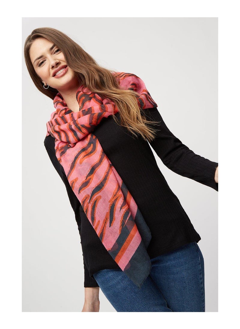 DOROTHY PERKINS - Recycled Fushia Zebra Print Scarf - Image 1