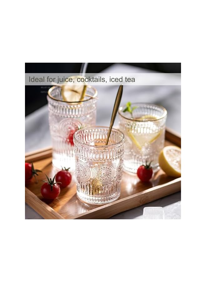 S-TOP 6 Pack 270ml Hobnail Romantic Water Glasses, Premium Drinking Glasses Tumblers, Embossed Drinking Glasses, Vintage Glassware Set for Juice, Beverages, Beer, Cocktail - Image 4