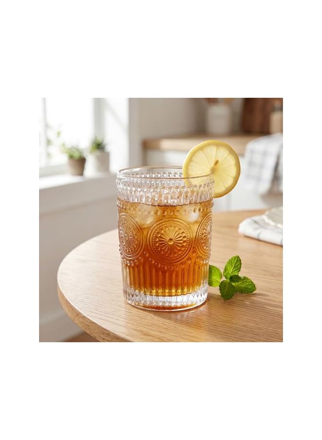 S-TOP 6 Pack 270ml Hobnail Romantic Water Glasses, Premium Drinking Glasses Tumblers, Embossed Drinking Glasses, Vintage Glassware Set for Juice, Beverages, Beer, Cocktail - Image 2