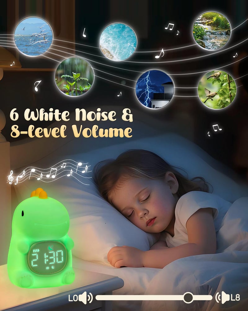 Yiliaw Dinosaus Alarm Clock for Kids with Night Light, Sleep Training Clock Time to Wake Clock, Rechargeable Silicone Light for Bedroom, Perfect Sleep Companion for Boys Girls - Image 4