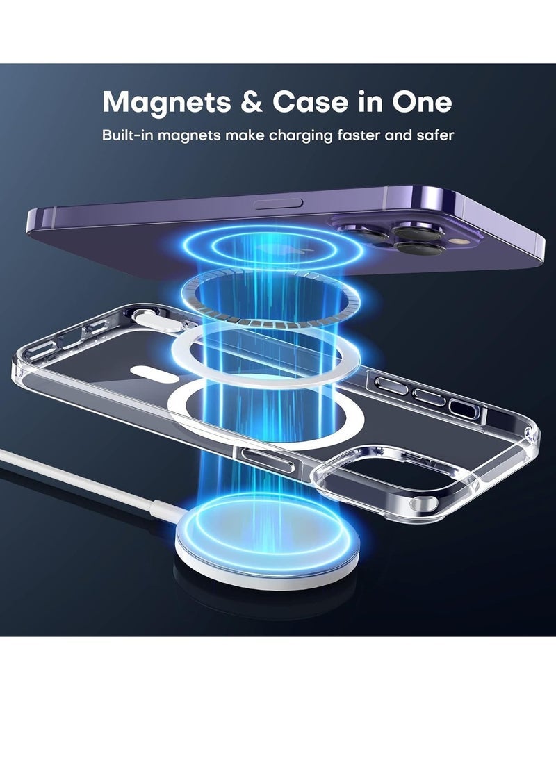 [Updated] [1+2+2] Magnetic Case compatible with iPhone 15 Pro Max [Anti-Yellowing] [Fit for Ma-gs-afe] with Screen Protector (2 Pack) +Camera Protector (2 Pack), Clear Case Cover (15 Pro Max, Clear) - Image 4
