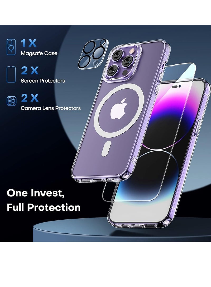 [Updated] [1+2+2] Magnetic Case compatible with iPhone 15 Pro Max [Anti-Yellowing] [Fit for Ma-gs-afe] with Screen Protector (2 Pack) +Camera Protector (2 Pack), Clear Case Cover (15 Pro Max, Clear) - Image 2