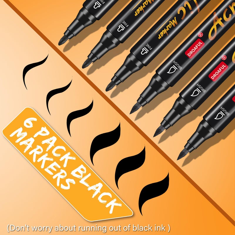 Droaful Acrylic Paint Pens Markers  6 Pc Dual Tips Waterproof Paint Markers For Rock Painting  Fabric  Metal  Glass  Wood  Canvas  Ceramic  Pumpkins  Eggs  Plastic  Non-Toxic & Odor - Image 4