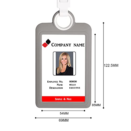 HiCycle2 Badge Holder ID Silicon Card Holder Vertical with Lanyard Neck Strap Heavy Duty ID Card Business Card Offices Supplies (Gray) - Image 2
